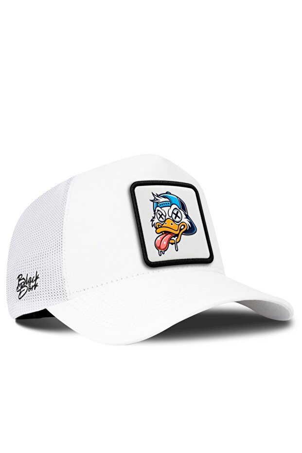 V1 Trucker Duck - Unisex White Hat (CAP) with 1bs Code Logo