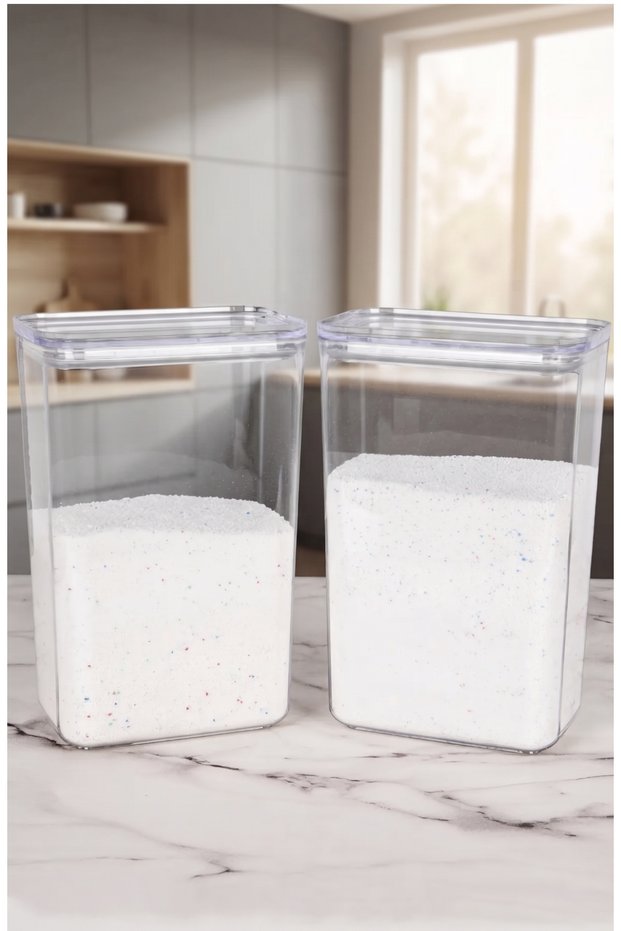 2-Pack 3 Liter Multi-Purpose Bathroom Organizer with Vacuum Lid, Storage Box – with Labels and Scale, Gift Included