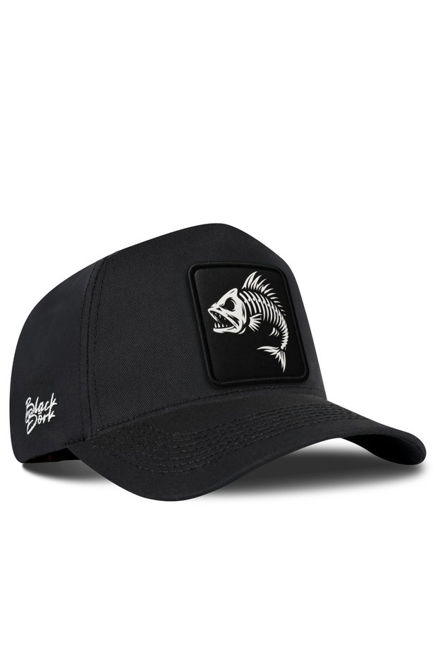 Fish Logo Black Baseball Premium Hat
