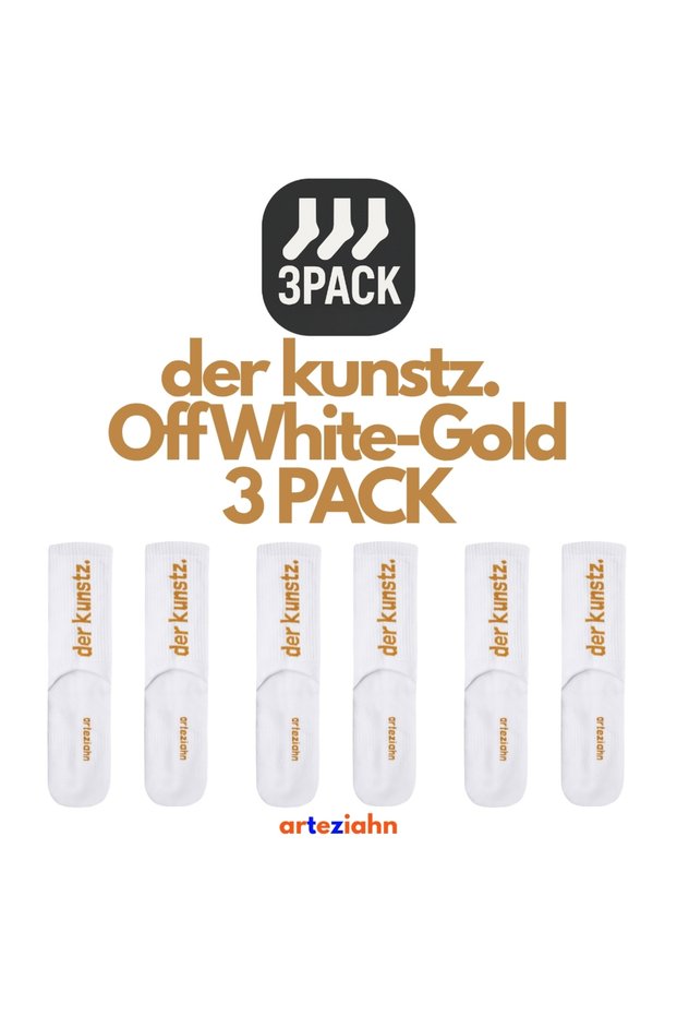 The Art Of. Off-White Gold 3Pack - Unisex Lifestyle & Sports Towel Sole Organic Cotton 3-Piece Sock Set