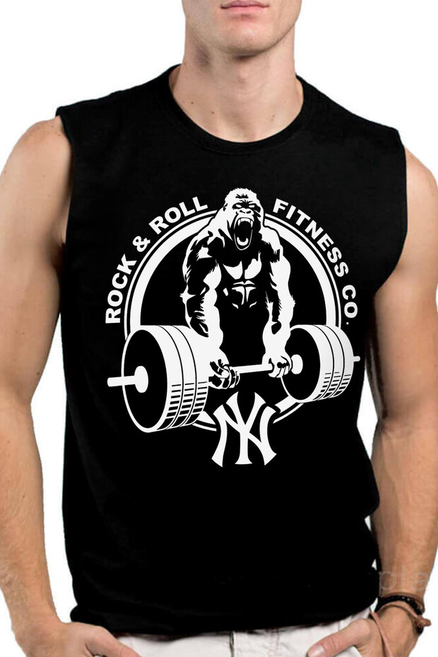 Gorilla Gym Black Cutaway Sleeve | Sleeveless Men's T-shirt | Athlete