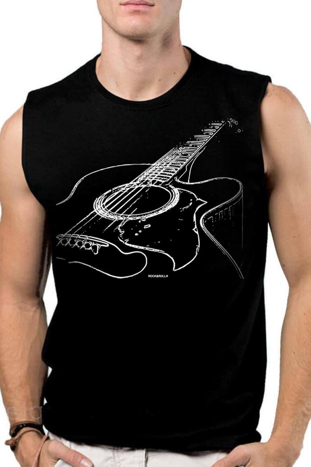 Strings of My Guitar Black Cut Sleeve / Sleeveless Men's T-Shirt