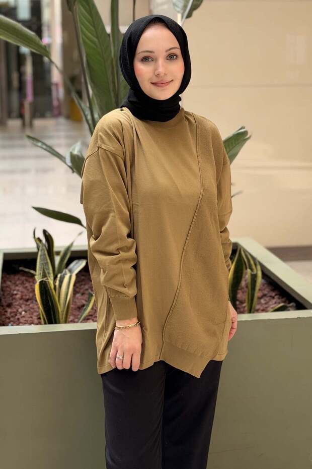 Crochet Knitwear Knitted Detailed Mercerized Tunic