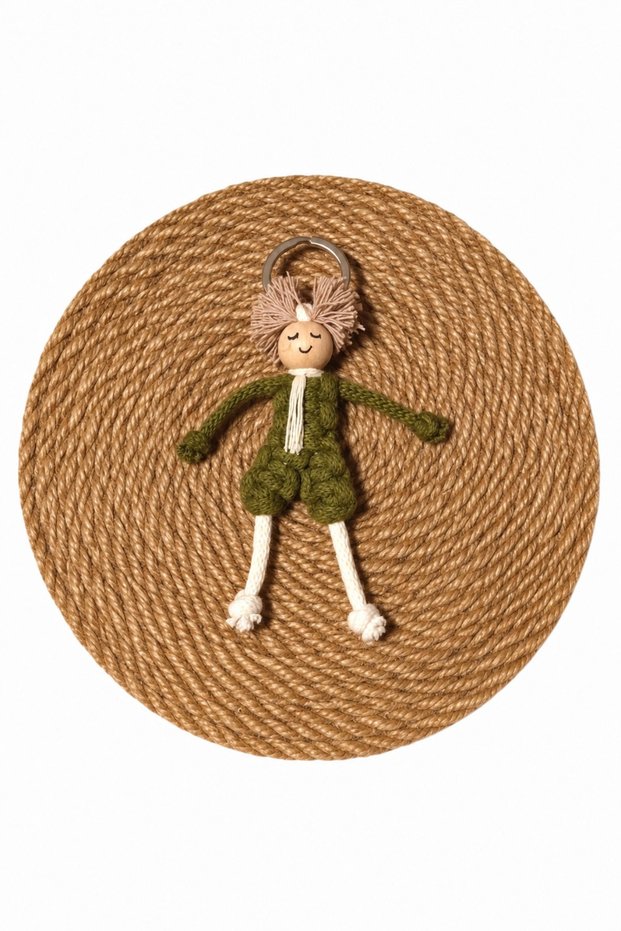 Boy's Knitted Macrame Keychain/Bag Ornament with Shorts