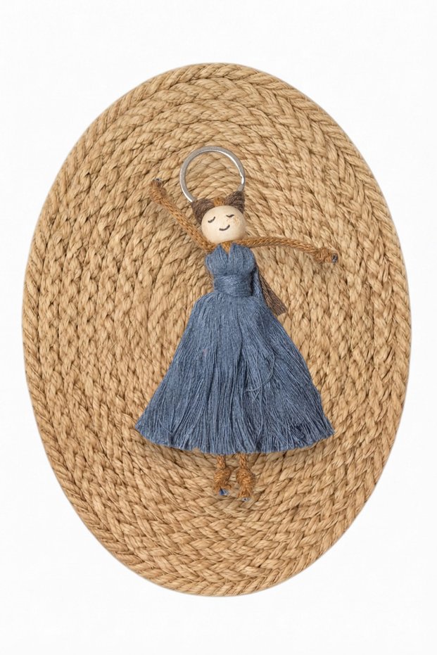 Girl in Dress Knitted Macrame Keychain/Bag Ornament