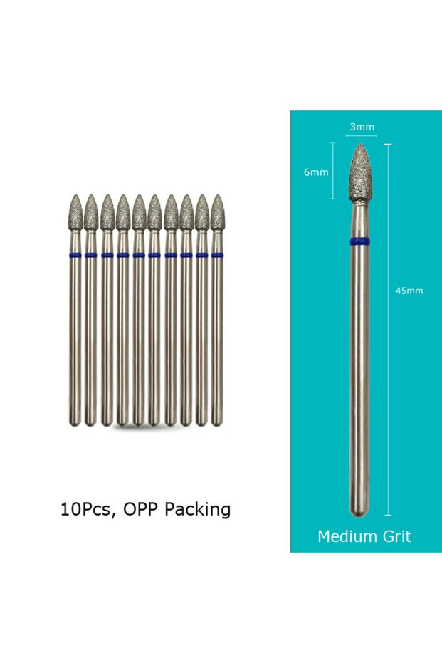 G0306D-M(D) HYTOOS 10pcs/pack Cone Diamond Cuticle Bit 3*6mm Nail Drill Bits Manicure Drills Nails A