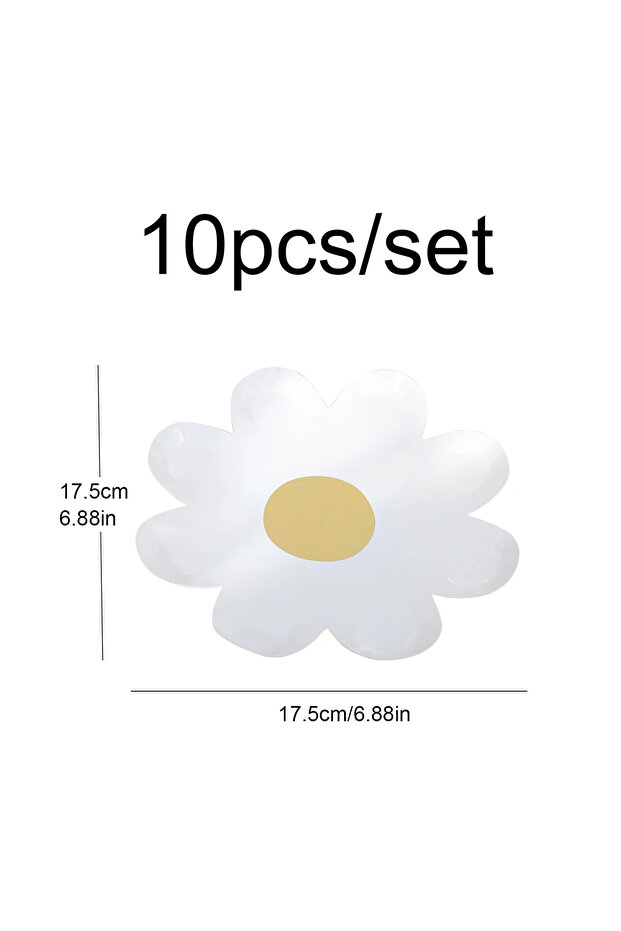 10pcs-white Birthday Party Decorations Daisy Picnic Tableware Outdoor Camping Flower Plate Birthday