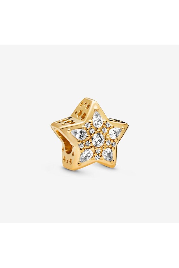MINISO B057 New 925 High Quality Silver Light Gold Rose Diamond Hollow Carving Charm DIY Beads Fit