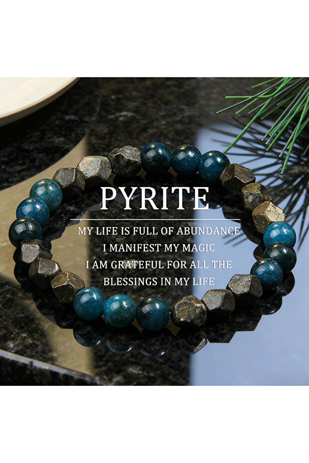 Blue Trendy Hematite Bead Bracelet with Exquisite Cut Surface, Natural Stone Bracelet, Blue Bead Bra