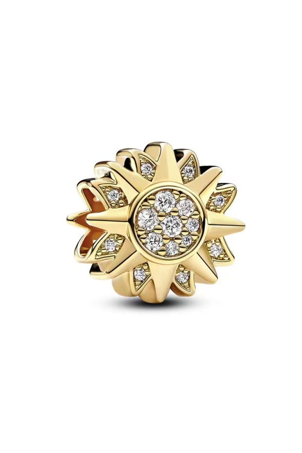 MINISO B1692 New 925 High Quality Silver Light Gold Rose Diamond Hollow Carving Charm DIY Beads Fit