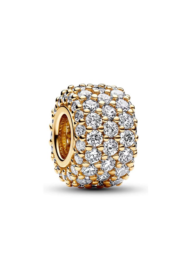 MINISO B1785G New 925 High Quality Silver Light Gold Rose Diamond Hollow Carving Charm DIY Beads Fi