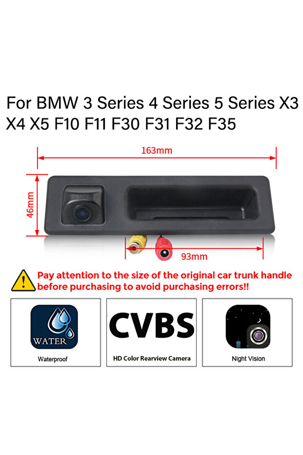 BM-L Car Rear View Camera Fisheye Lens Car Reverse Backup Trunk Handle Camera For BMW 1/3/4/5 Series