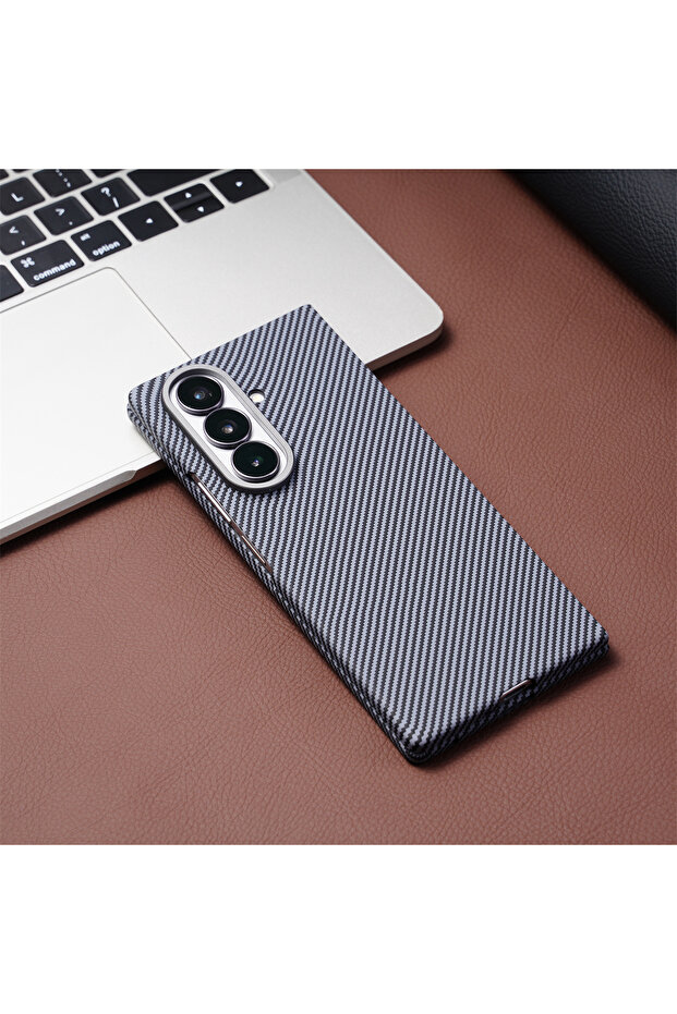 Galaxy Z Fold7 Grey Luxury Carbon Fiber Leather Phone Case for Samsung Galaxy Z Fold 7 8 for MagSafe