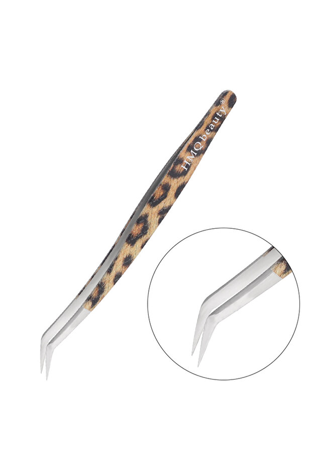 G-1pcs 1Pcs Leopard Lash Tweezers Stainless Steel Superhard Tweezer 3D Volume Accurate Anti-Static E