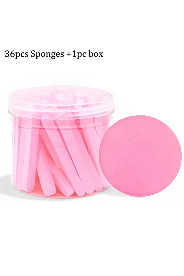 Pink Compress Face Wash Puff with Storage Box Facial Cleansing Sponge for Makeup Remover Round Face