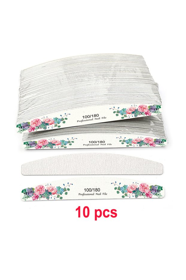 10pcs 1/3/5/10Pcs Professional Wood Thin Nail File 100/180 Sandpaper Strong Thick Sanding Half Moon