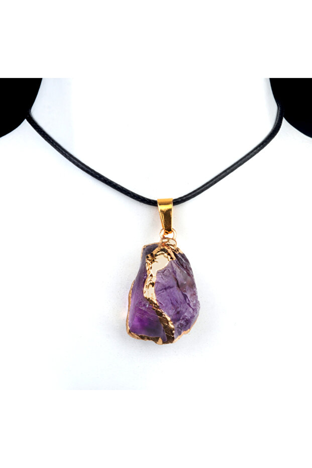 Amethysts 25-35mm Irregular Shape Natural Stone Crystal Necklaces Pendant Gold Color Wrap Charms for