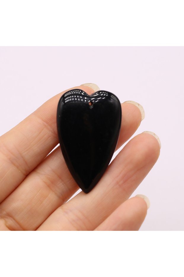 Black Agate 1pc 25x40mm Heart Crystal Pendant Natural Stone Rose Quartz Charms for Jewelry Making Su