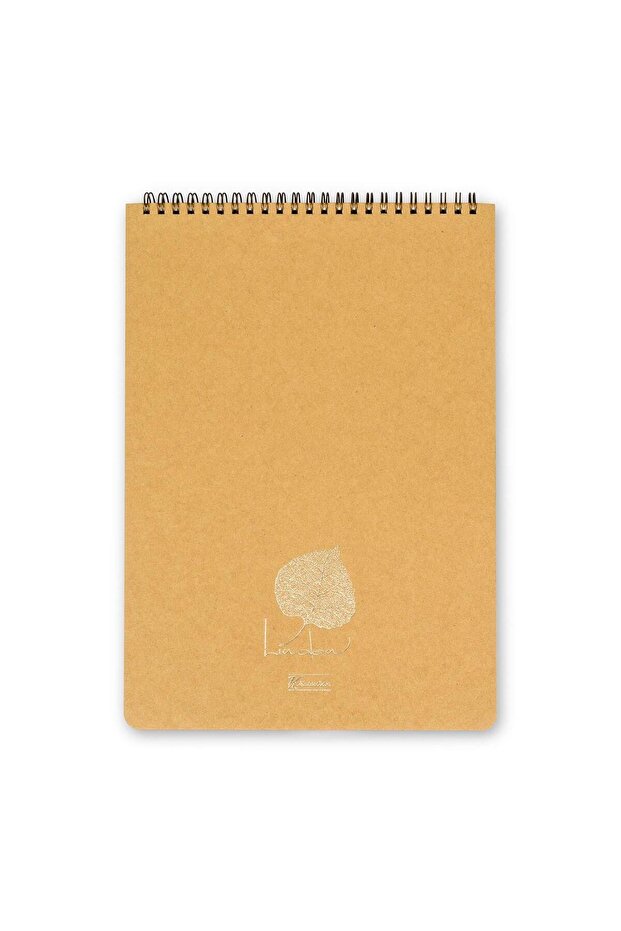 A4 Spiral Cardboard Cover Checkered Linden Notepad - Cream