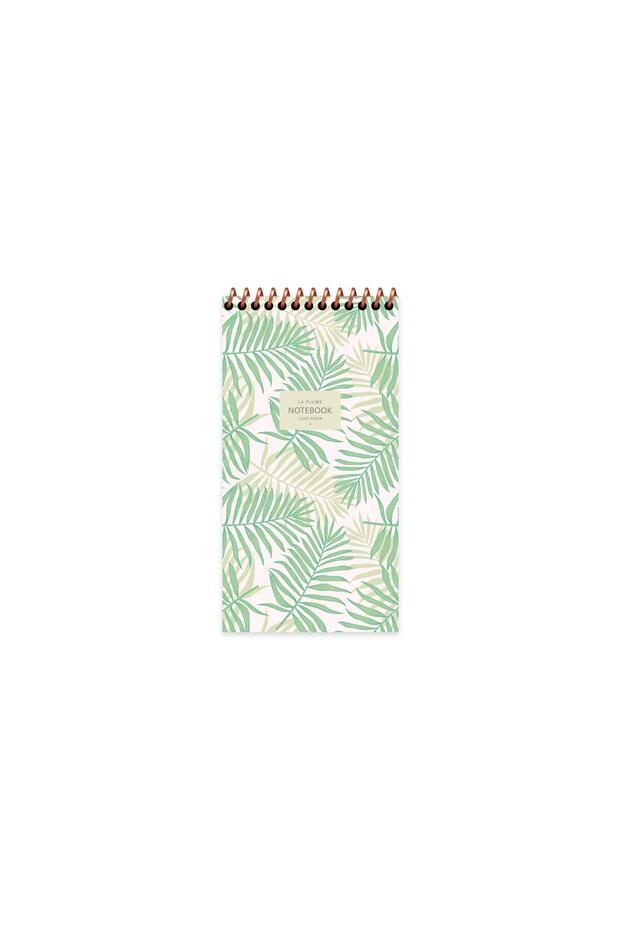 10X19 cm Lined Notepad La Plume Leaves Green