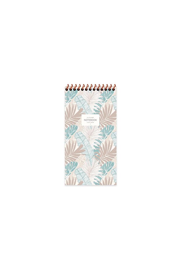 10X19 cm Lined Notepad La Plume Leaves Blue