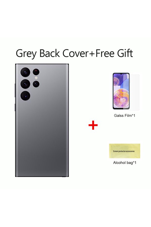 For S22Ultra Grey For Samsung Galaxy S22 Ultra Battery Back Cover 3D Glass Panel Rear Door Housing C