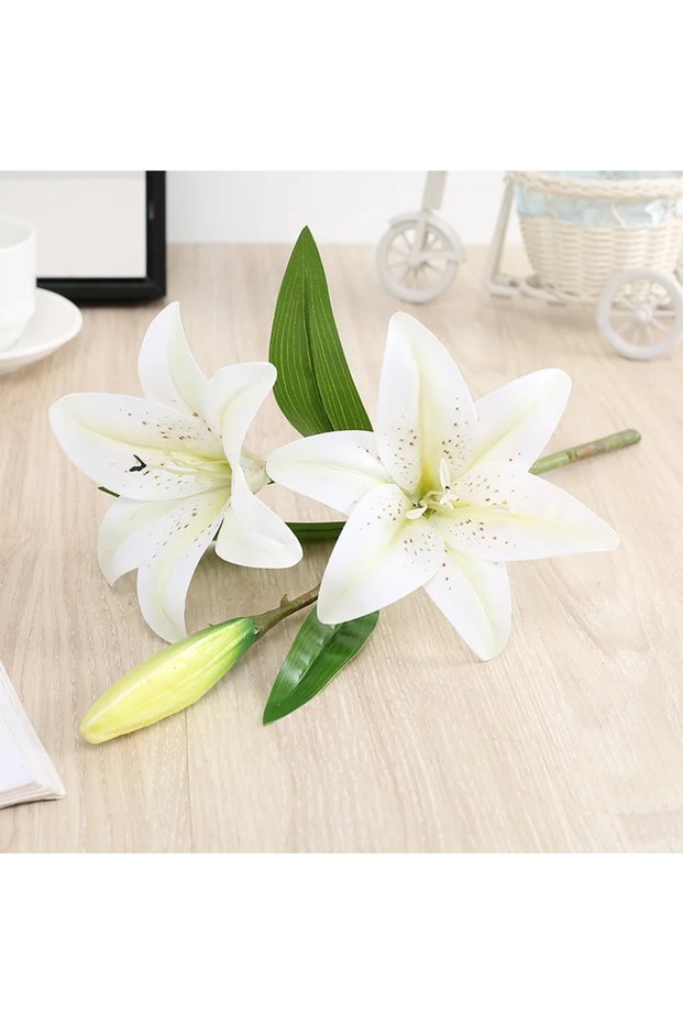 12 Lifelike Faux Lily Arrangement - High-Quality Artificial Lily Stems with Vivid Details for Bedroo