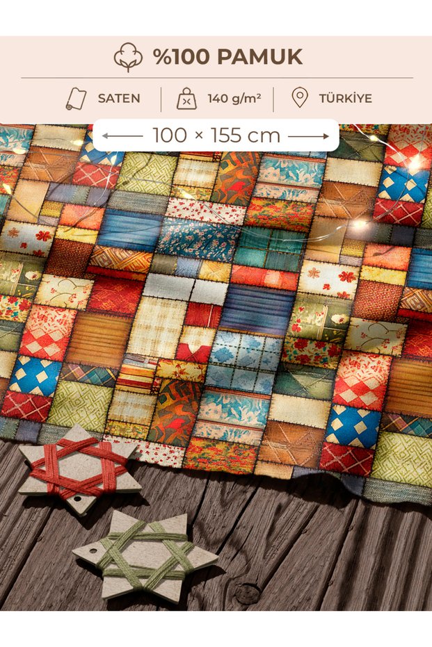 100% Cotton Satin Patchwork Fabric – 155×100 cm – for Sewing and DIY
