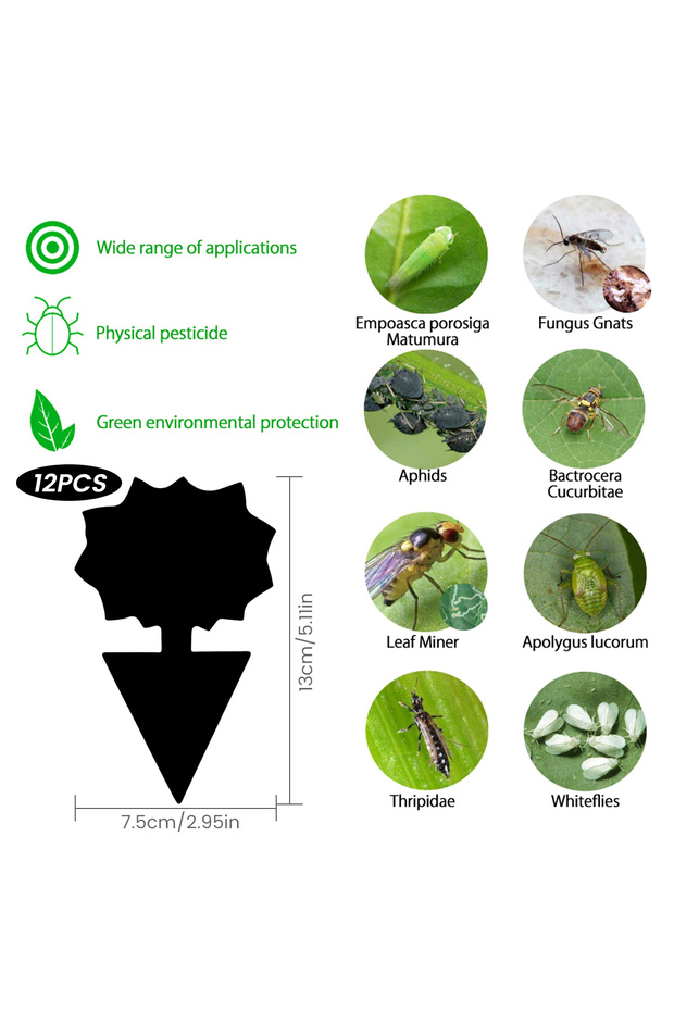 sun 12pcs Strong Sticky Fly Pest Traps Bugs Outdoor Plant Insect Catcher Dual-Sided Sticky Board Pes