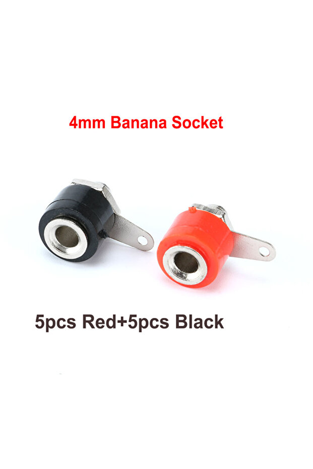 5PCS RED 5PCS BLACK 10pcs/lot 4mm Banana Socket Female Jack 4mm Banana Binding Post for Banana Plug