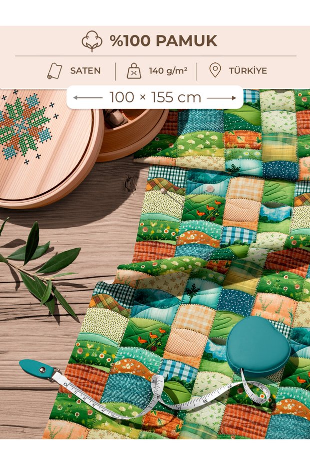 100% Cotton Satin Patchwork Fabric – 155×100 cm – for Sewing and DIY