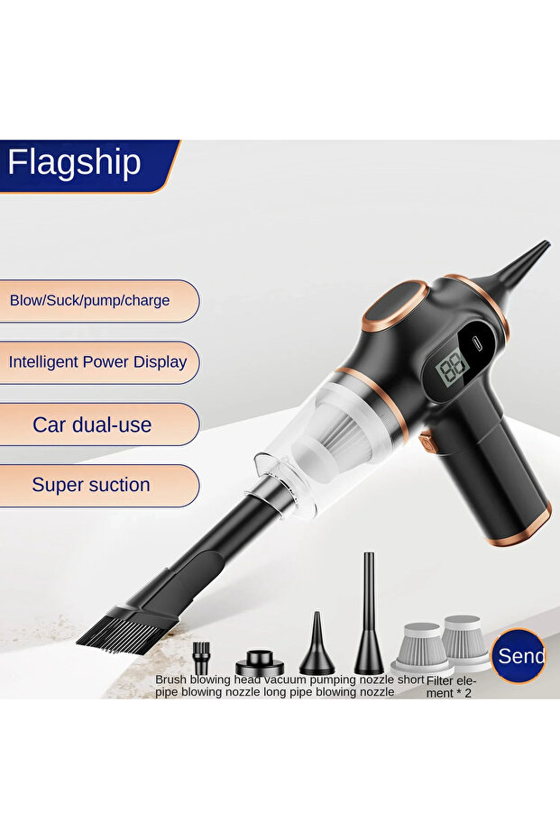 black 9500000Pa Automobile Vacuum Cleaner 5 In1 Wireless Vacuum Cleaner Car Handheld Strong Dust Col