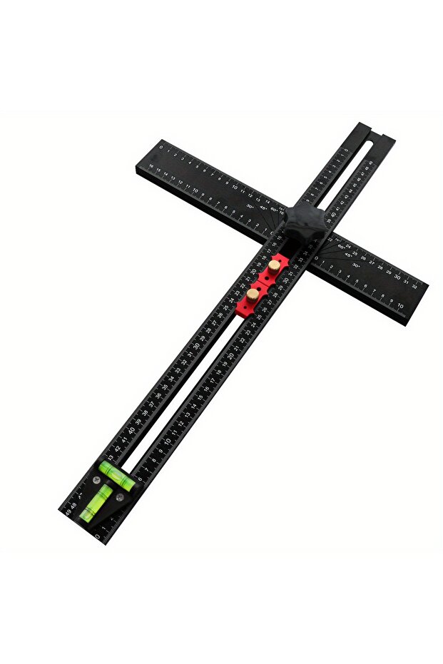 1pc 1 Set Adjustable 2-in-1 Drilling Drywall Positioning Square Ruler, Aluminum Alloy Cabinet Hardwa