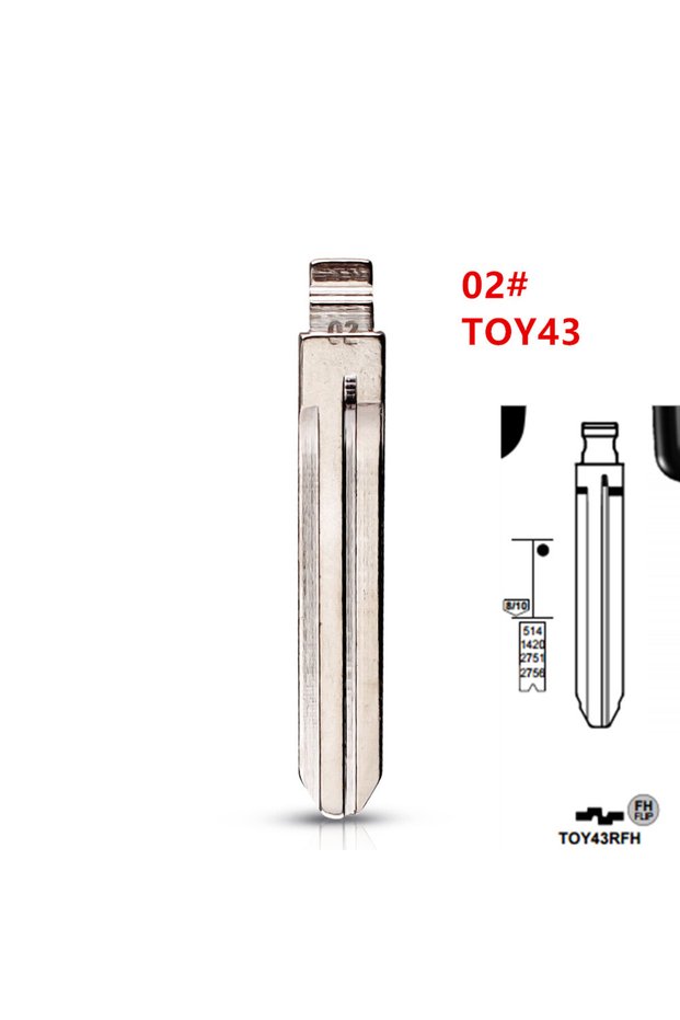 10pcs #02 TOY43 Metal Uncut Blank Keydiy Xhorse Flip Remote Key Blade For Toyota Corolla Crown Camry