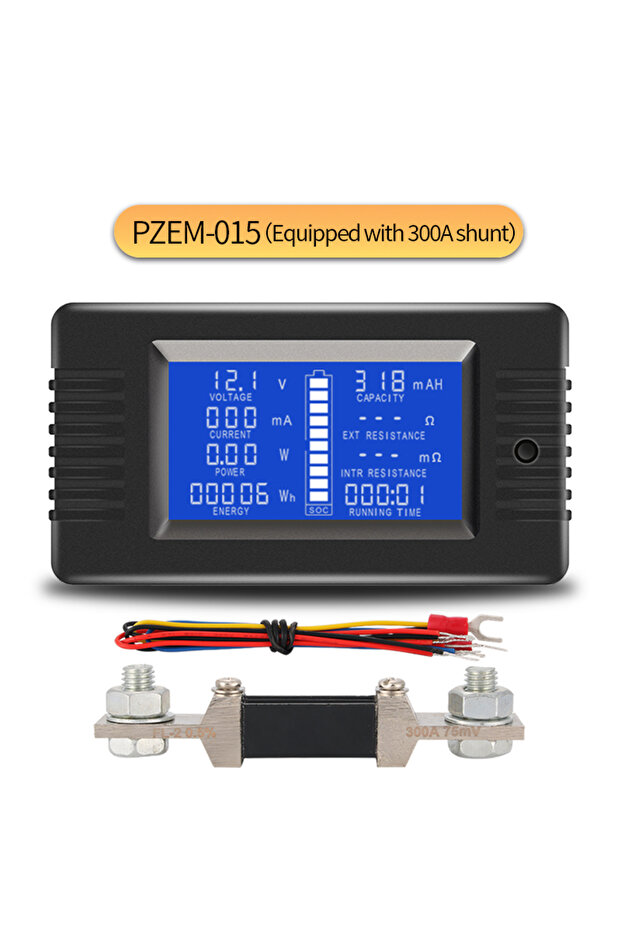 300A With Shunt PZEM-015 100A 200A 300A Digital Battery Tester Ammeter Voltmeter Power Capacity Mete