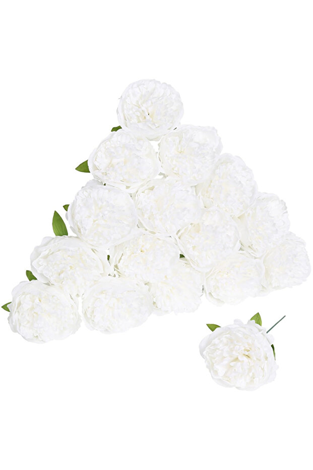 10Pcs White 3/5/10Pcs 20cm Peony Artificial Flowers Heads With Stem for Home Room Decor Wedding Deco