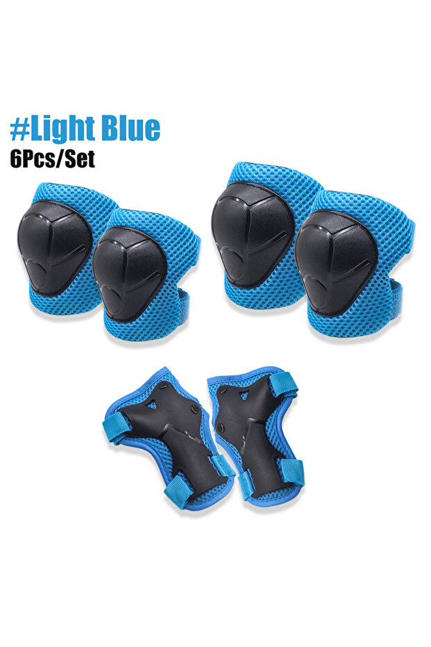 LightBlue-6PCS 6PCS Kids Protective Gear Set Knee Pads for 3-14 Years Toddler Knee & Elbow Pads wit