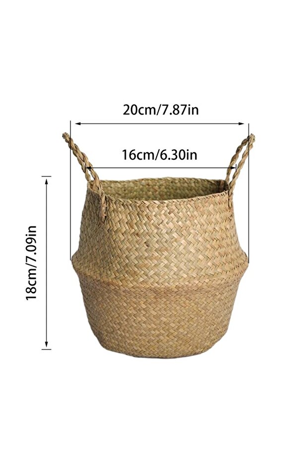 18x20x16cm flower basket Wicker Basket Toy Organizer Folding Rattan Seagrass Storage Basket Laundry