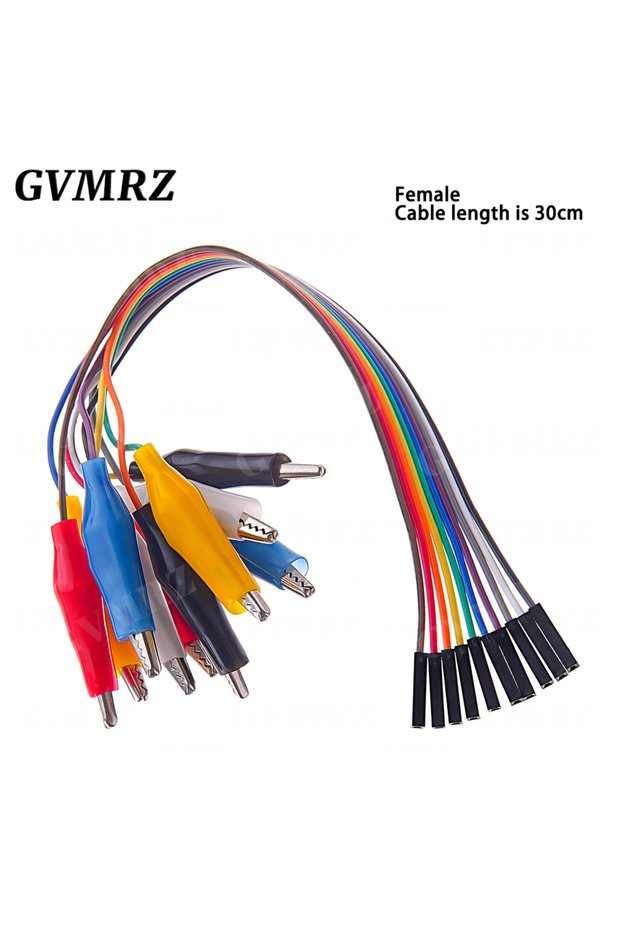 Female head 30CM 20MM 30MM 10Pin Double-end Alligator Clips jump Wire Male Female Crocodile Clip Tes