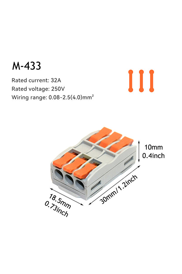 10 PCS M-433 10/50pcs Wire Connector Spliceable Hard Wire Direct Insertion Multi Input And Multi Out