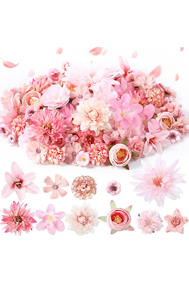 Pink 20Pcs/bag 4.5cm Purple Silk Rose Artificial Daisies Flower Heads for Craft Wreath Wedding Party