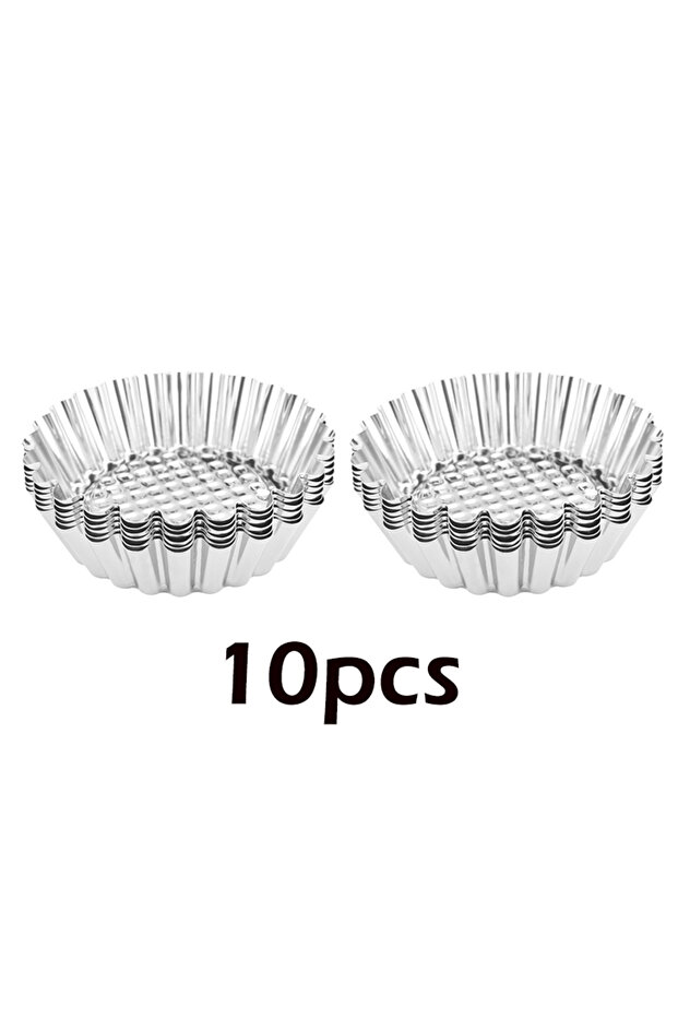 10Pcs 5/10Pcs Nonstick Ripple Egg Tart Mold Flower Shape Reusable Stainless Steel Cupcake Muffin Cak