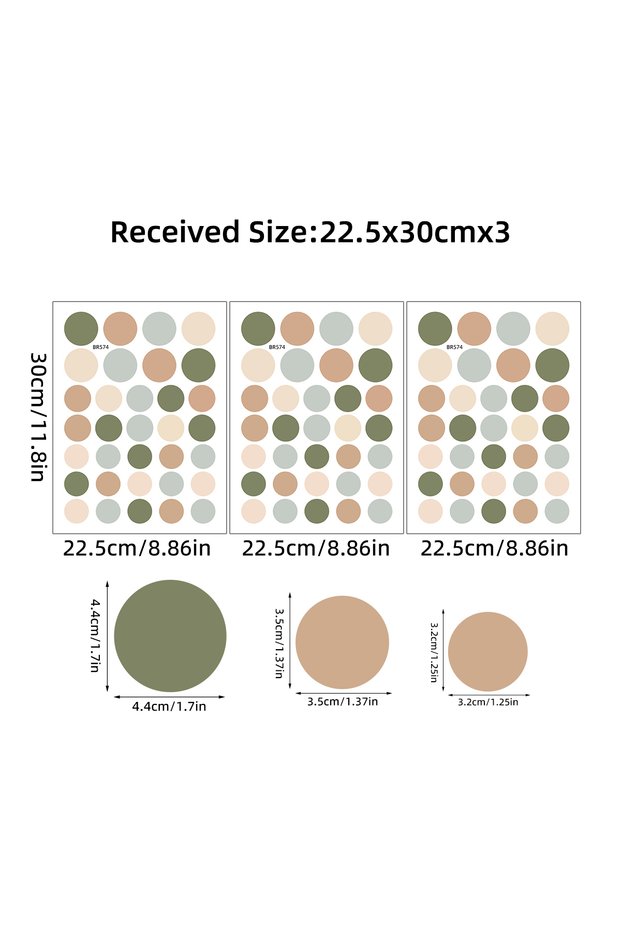 BR574 3PCS Coloreful Dots Removable Waterproof Wall Stickers for Kids Room Children's Room Decor Bed