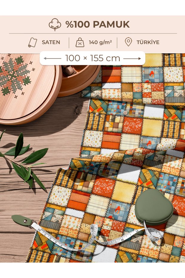 100% Cotton Satin Patchwork Fabric – 155×100 cm – for Sewing and DIY
