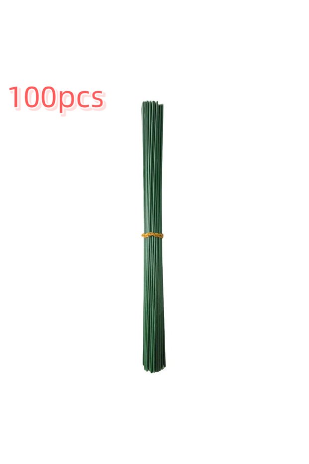 18cm 100pcs Plastic-clad Iron Flower Stem For Artificial Hydrangea Rose Flower Head Stick Rod Weddin