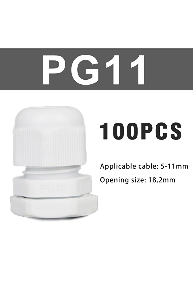 White PG11 100PCS PG7 PG9 PG11 PG13.5 Waterproof Cable Gland Nylon White Black Gland Nylon Joints wi