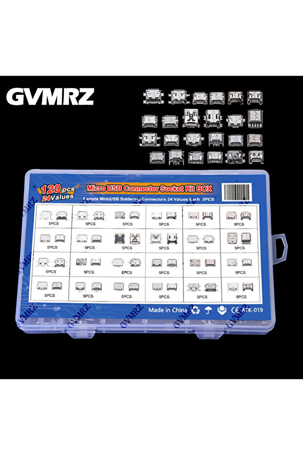 120Pcs Micro USB Connector Kit 24 Models Female Mini Usb Soldering Connectors Diy For MP3/4/5 Samsun