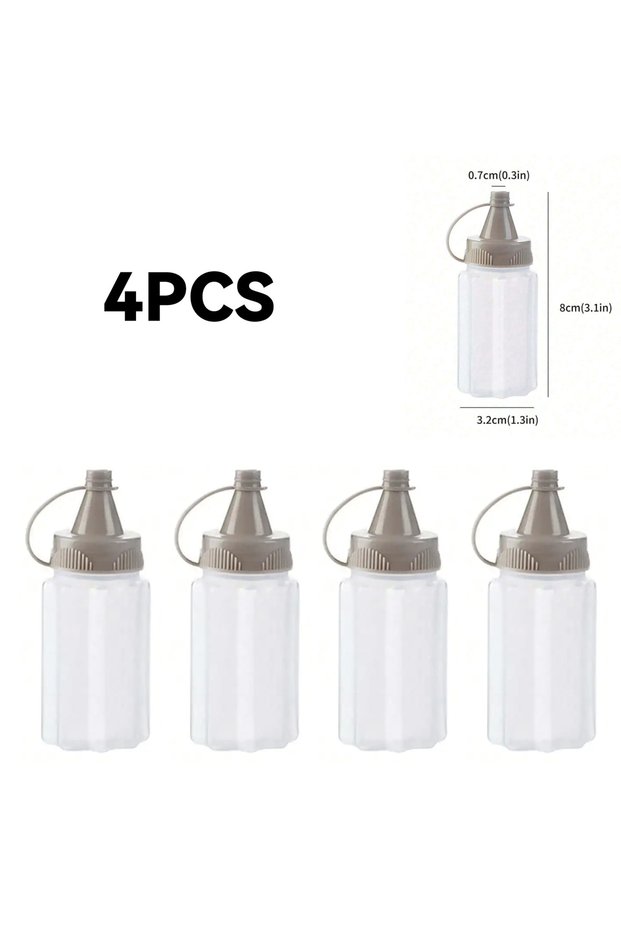 4PCS 2/4/6Pcs Portable PP Sauce Squeeze Bottles Mini Translucent Condiment Jars Leakproof for Outdoo
