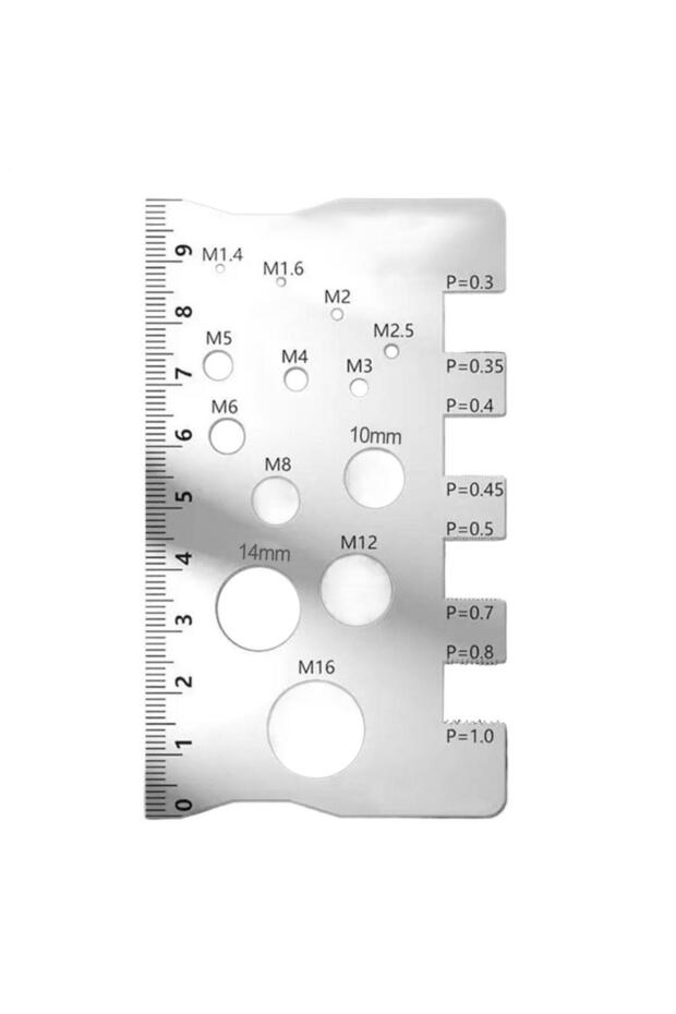 Silver 410 Stainless Steel Screw Measuring Ruler Precise Tooth Pitch Measurement Diameter Pitch Bolt