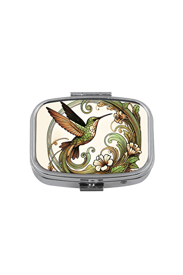 6 Animals Pattern 2 Compartments Metal Medicine Box Portable Travel Decorated Sealed Small Pill Orga